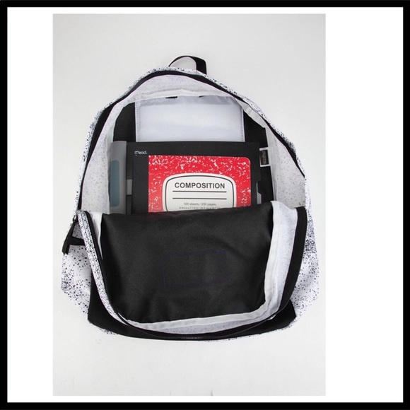 JANSPORT BLACK WHITE SCHOOL BOOK BACKPACK - Picture 6 of 10